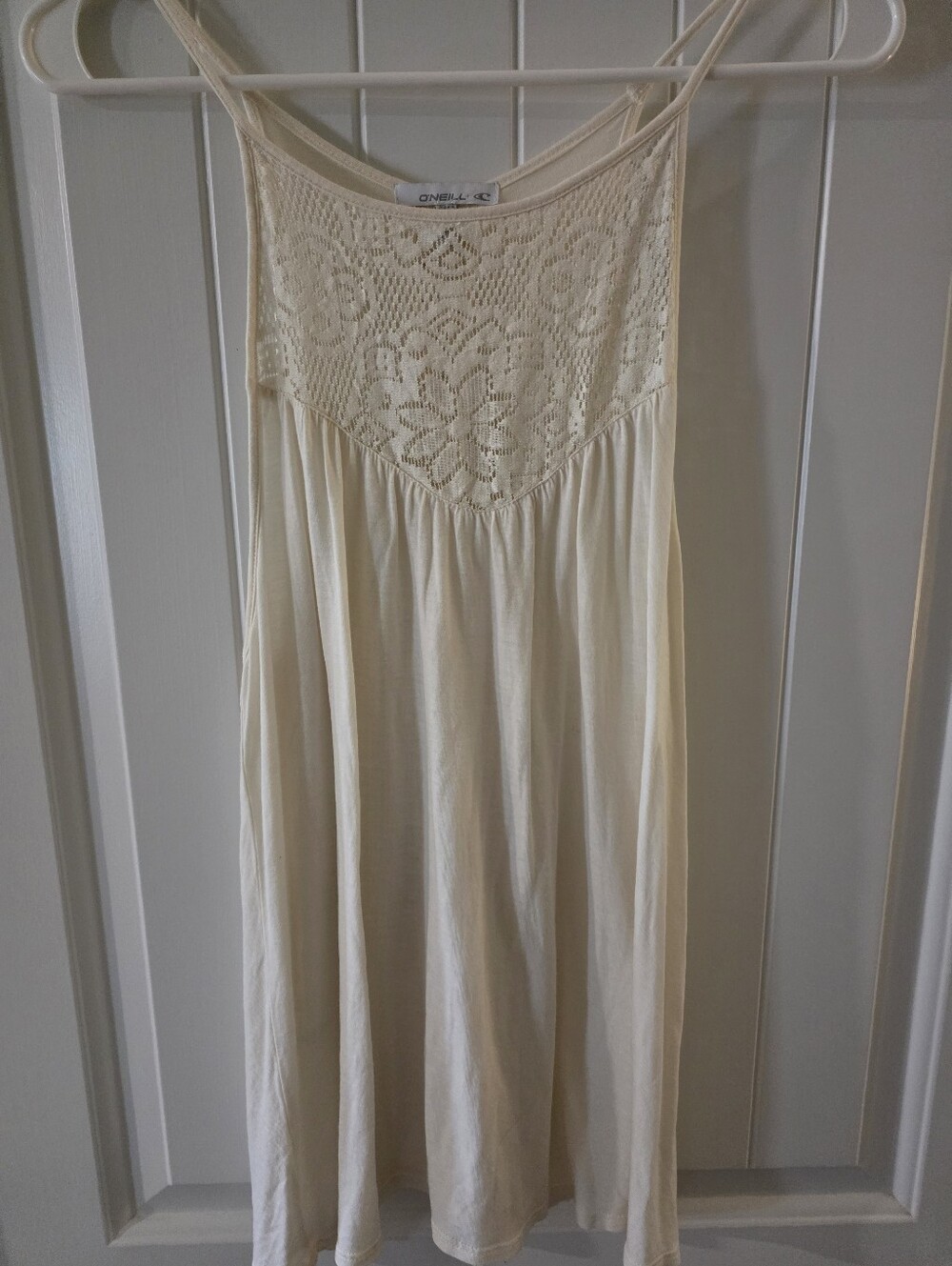 O'Neill Cream Crochet Yoke Spaghetti Strap Tank EUC Medium